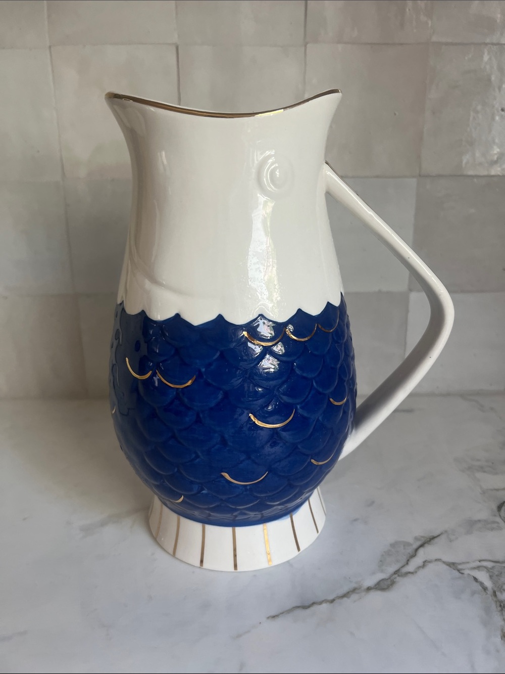 Threshold For Target Cobalt Blue Gold  Fish Pitcher or Vase